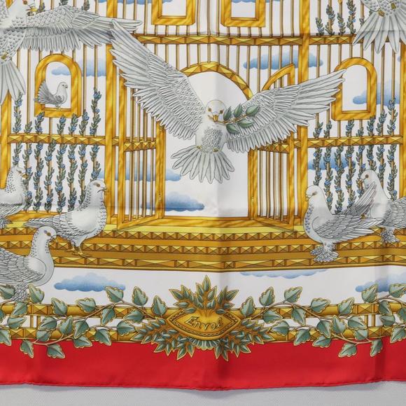 HERMES Carre 90 Scarf ""ENVOL"" Silk Red Auth ac3618 - Picture 9 of 16